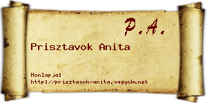 Prisztavok Anita névjegykártya